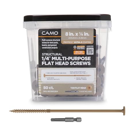 CAMO 8" x 1/4" Multi-Purpose Flat Flat Head Strctural Screw (50 ct)
