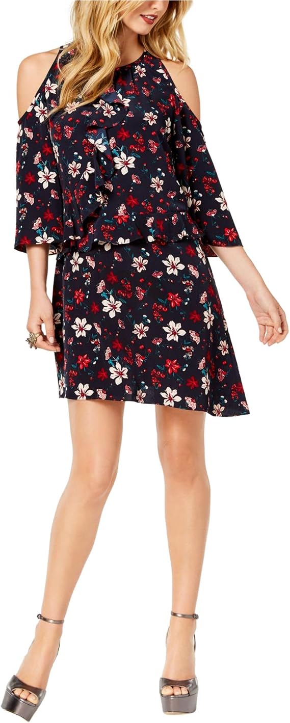 Rachel Zoe Womens Floral Shift Ruffled Dress