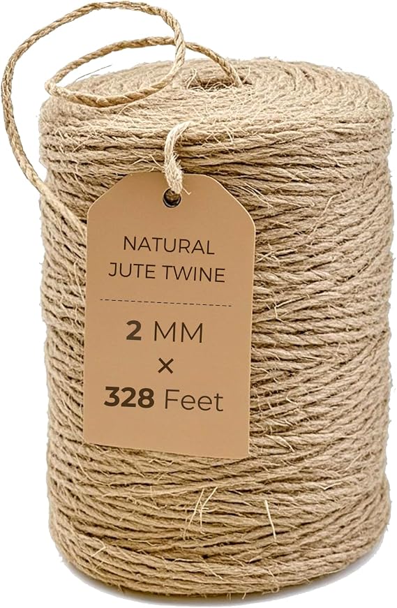 Jute Twine 2mm Thick - 328 Feet Brown Yarn, Natural Burlap String