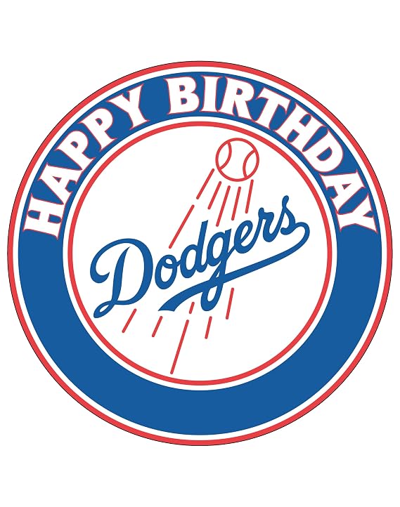 7.5 los angeles dodgers Cake Topper Round Edible Birthday Cake Decorations, Happy Birthday Cake
