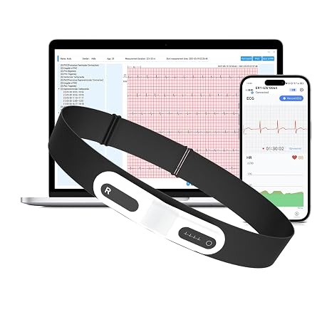CheckMe ER1-LW 72 Hours Long-Term ECG Device with AI Analysis ECG Device for Home ECG Event Marker Function App & PC Software Compatible with General Electrode Pads