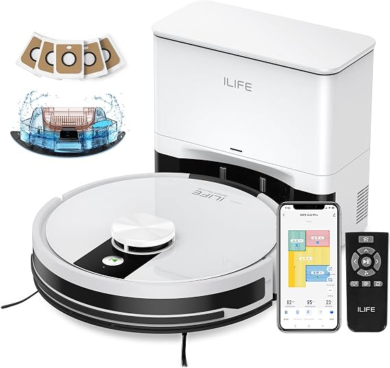ILIFE A12 Pro Robot Vacuum and Mop Combo, Self Emptying Station for 60 Days