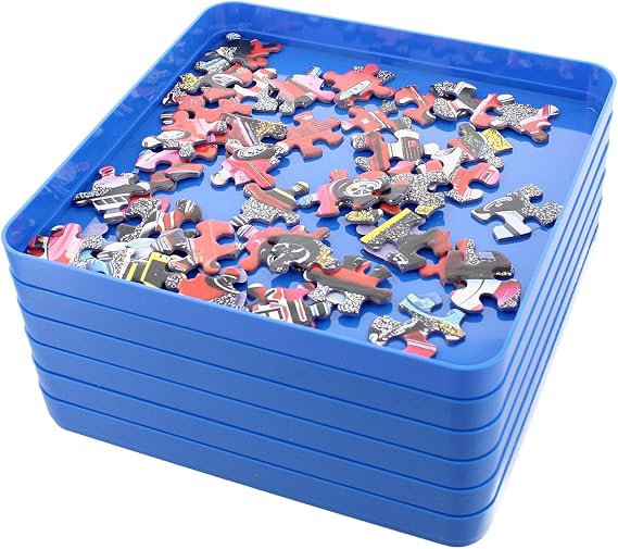 Jigitz Jigsaw Puzzle Sorter Trays - 6 Pack Plastic Organizer Trays for Large Puzzles