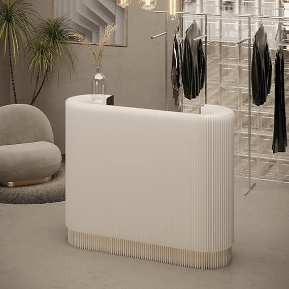 Reception Desk,Front Counter Desk,Paper Reception Counter,Computer Desk Reception Table,Modern Reception Counter,for Reception Room,Lobby, Salon(Color:White), 125X43.5X108cm