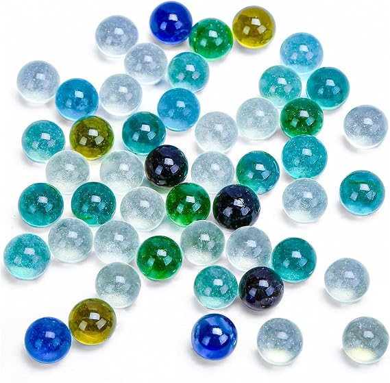 POPLAY 50 PCS Marbles Bulk with Whistle, 0.56 Inch Glass Marbles for Kids