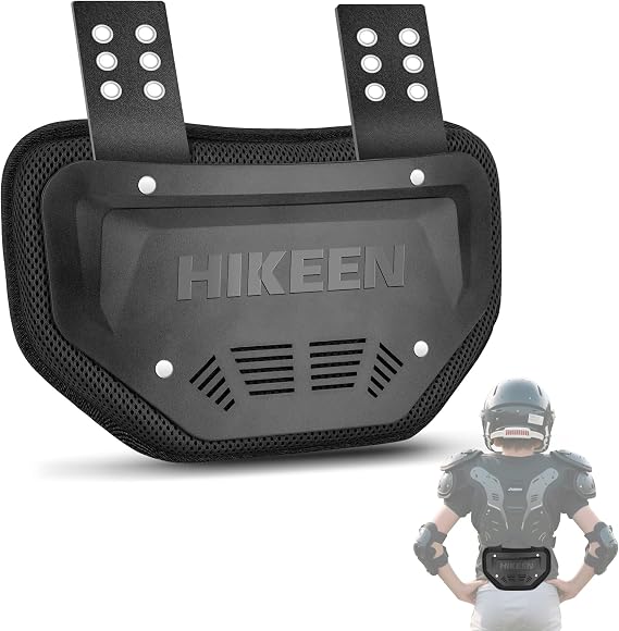 Hikeen Football Back Plate, Universal Football Backplate for Shoulder Pads, High-Impact Protective Lower Back Pad with Breathable Design, for Youth and Adult