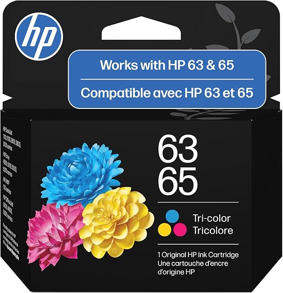 HP 63/65 Tri-Color Ink Cartridge (Replaces Both 63 & 65), Compatible with DeskJet 1100, 2100, 2600, 3600, Envy 4500, 5000, OfficeJet 3800, 4600, 5200 Series, B7RT2AN