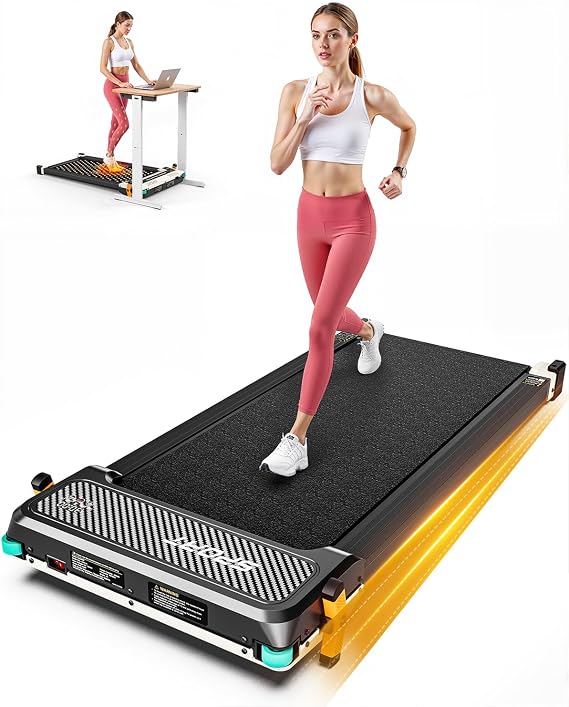 Quiet Dual-Sided Walking Pad Treadmill - 2-in-1 Under Desk Treadmill with Incline & Foot Massage, Portable Compact, 330LBS Weight Capacity for Home/Office