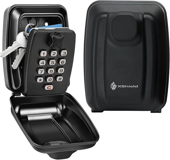XShield 12-digit Combination Key Safe | Wall-mount Lock Box | Weatherproof & Heavy-duty | Large Capacity For Keys & Access Cards | Outdoor Security Lockbox For Home & Business