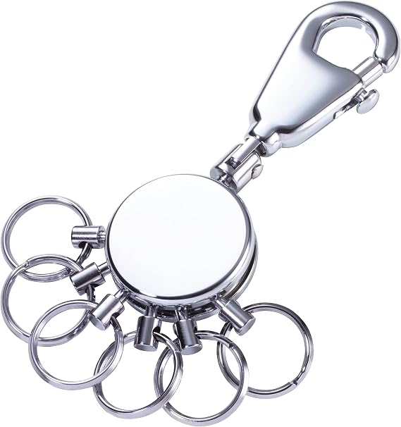 TROIKA PATENT KYR60/CH Keyring incl. Carabiner 6 exchangeable rings metal/brass shiny chrome plated silver TROIKA-original