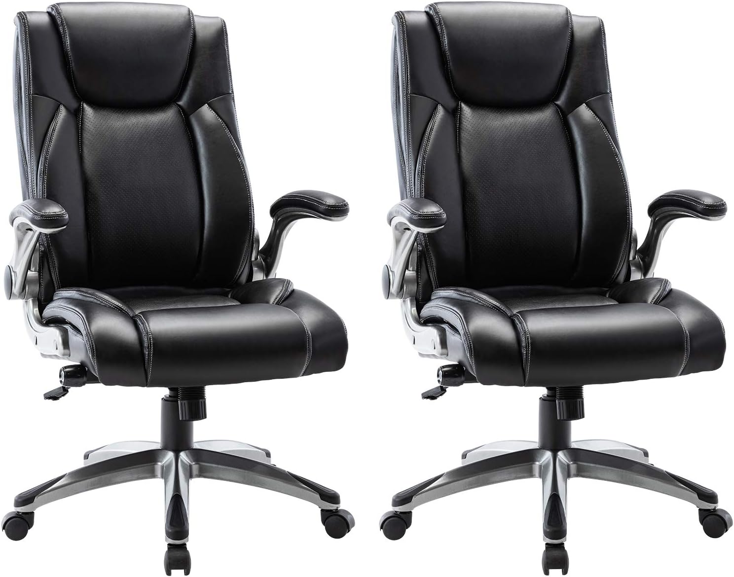 COLAMY Executive Office Ergonomic Chair with Adjustable Lumbar Support, Flip-up Armrests, High Back Adjustable Height and Tilt for Working, Study, Gaming