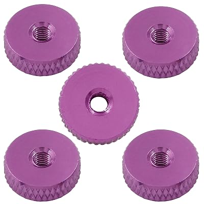 Hitefu 5PCS M3 Flat Knurled Nut, Aluminum Alloy 12mm x 4mm Knurled Thumb Nut, Thumb Thin Nut, Purple