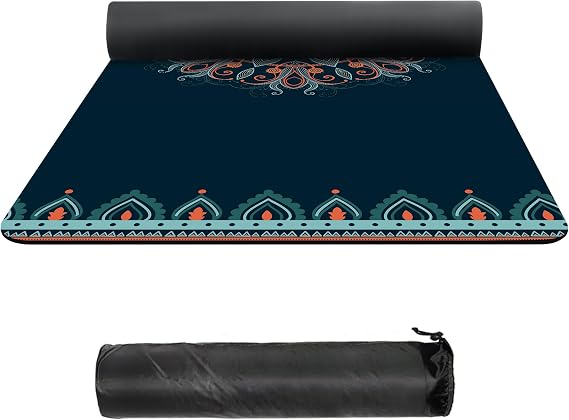 nuveti Suede TPE Yoga Mat High Density Non Slip Yoga Mats with Carrying Bag,72"x32" Extra Thick 8MM Exercise & Workout Mat for Yoga, Pilates and Fitness