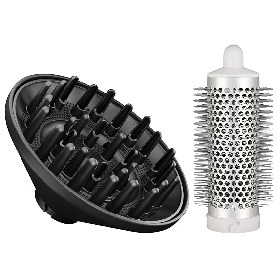 Large Diffuser and Round Brush Attachment for Shark SpeedStyle, for Shark Speed Style Pro/Pro Flex Hair Dryer