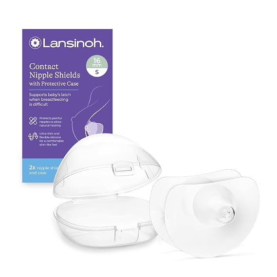 Lansinoh Contact Nipple Shields for Nursing Mothers, with Case, 2 Count