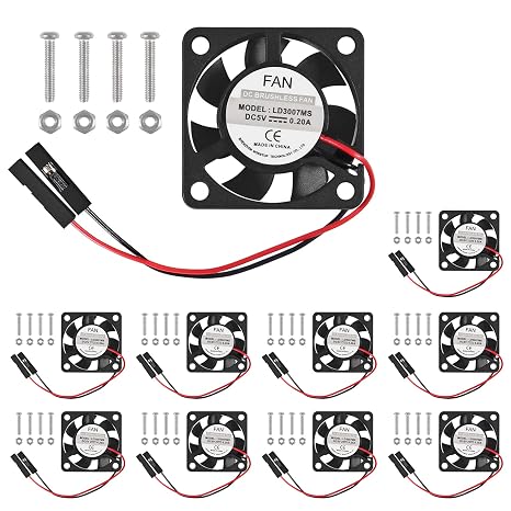 Raspberry Pi Fan - 10 Pack CPU Cooling Heatsink Cooler, Separating One-to-Two Interface, 3.3V 5V for Pi4, Pi3, Pi2, Pi1