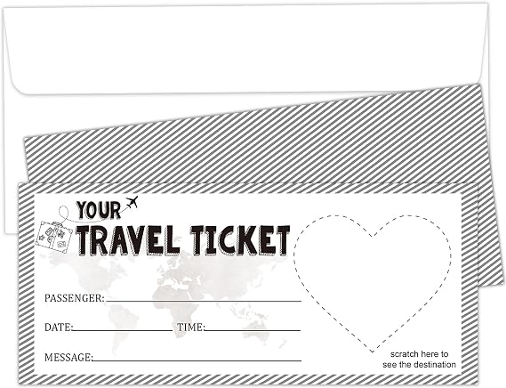 Surprise Destination Revealed Card Boarding Pass, 5 Set Plane Tickets Surprise Trip Ticket, Diy Birthday Gift Tickets With Envelopes for Wedding, Holiday, Birthday, Christmas, Anniversaries-002-5