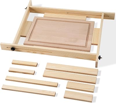 Juice Groove Router Jig with 8 Spacers Adjustable Juice Groove Jig for Cutting Board Up to 22 x 29 inches, Wooden Router Guide for Making Square Recesses of Cutting BoardLight Brown