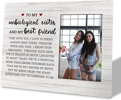 HiLus Friend Gift, Wooden Picture Frame Gift, Ideal Gift for Bestie, Friendship Photo Frame Gift, Friend Birthday Gift, Long Distance Relationship Sister Gift, Desk Decor Gift for Unbiological Sister