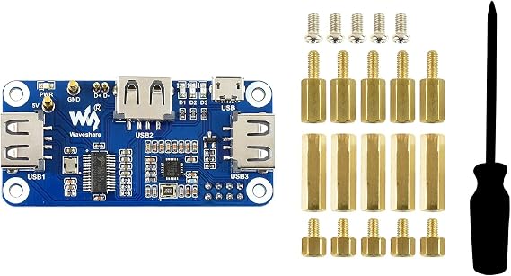 waveshare PoE Ethernet/USB HUB HAT Expansion Board for Raspberry Pi Zero/Zero 2 W/W/WH, with 1 RJ45 10/100M Ethernet Port, 3 USB Ports Compatible with USB2.0/1.1,802.3af-Compliant