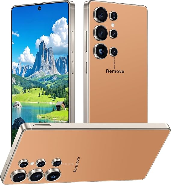 I25 Ultra 5G Unlocked Smartphone,16GB+512GB 7000mAh Fully Cell Phone for Android 14, 6.99" HD Screen Unlocked Cell Phone, 68MP+108MP Dual Camera/Dual SIM/Fingerprint (Orange)