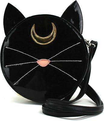 Mystical Black Cat Face Crossbody Bag in Vinyl
