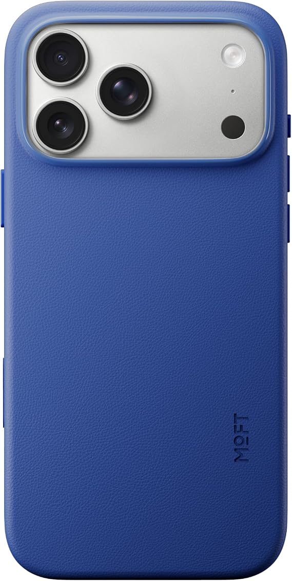 MOFT for iPhone 17 Pro Max Case- MOVAS Snap Case, MagSafe Compatible, Soft-Touch Vegan Leather, Classic Minimalist Design, Lightweight, Stain-Resistant & Camera Protection, Sapphire