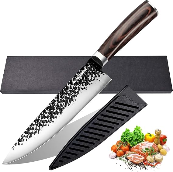 Chef Knife, 8 Inch Professional Chefs Knife Sharp Kitchen Knife, German High Carbon Stainless Steel Japanese Knife with Ergonomic Handle and Gift Box