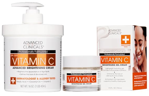 Advanced Clinicals Vitamin C Brightening Cream + Vitamin C Brightening Face Gel Cream Set