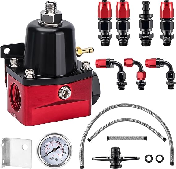 EVIL ENERGY Fuel Pressure Regulator 6AN EFI Bypass Return Adjustable (30-70PSI), Red