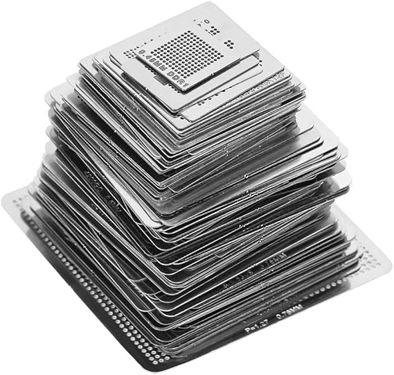 130pcs BGA Heat Stencils, Reballing Rework Net Stencils Set Kit, Thickness Convenient Sizes Specially Designed for Various Chips Laptop Desktop Communication Main Board