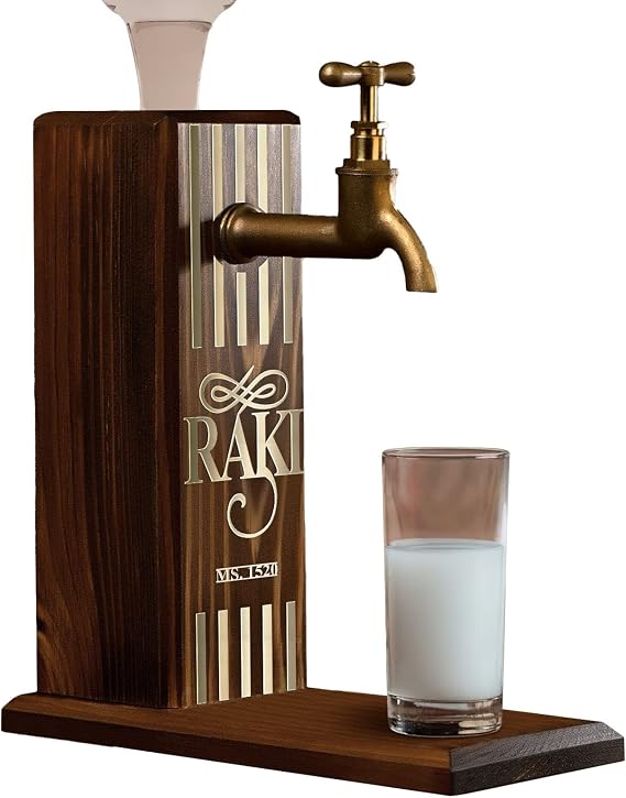 Bk Gift Özel Rakı Baskılı Musluklu Doğal Ahşap İçki Standı, İçki Çeşmesi, Doğum Günü Hediyesi, Ev Hediyesi, İçecek Dispenseri