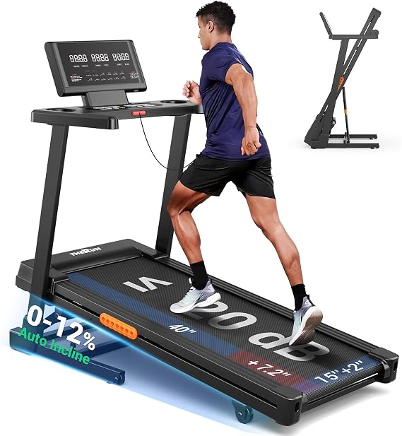 THERUN Walking Treadmill with Incline, Foldable Treadmill Home, Heavy Duty