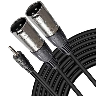AxcessAbles TRS18-DXLR402M 18-inch 3.5mm Stereo Balanced TRS Minijack to Dual XLR Male Audio Cable for Phone, Laptop, Tablet, MP3 Player Patch to Mixing Console or Powered Speaker 6.5ft