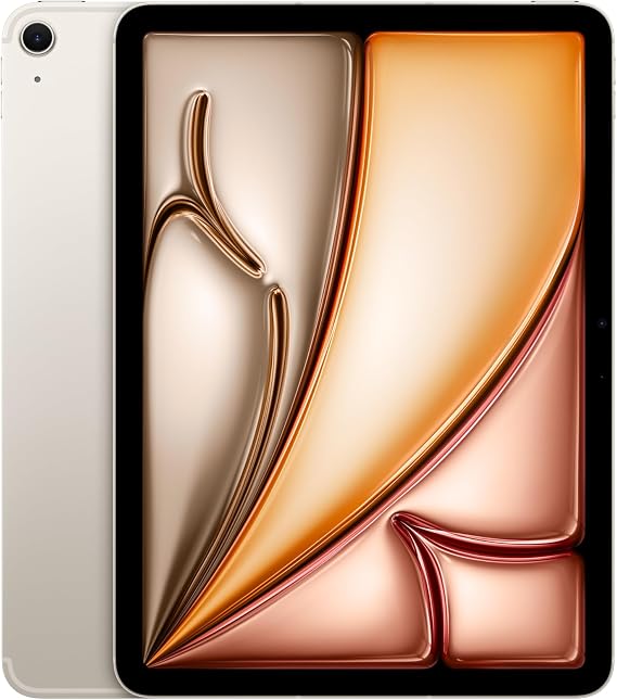 Apple iPad Air 11-inch with M3 chip Built for Apple Intelligence, Liquid Retina Display, 256GB, 12MP Front/Back Camera, Wi-Fi 6E + 5G Cellular, Touch ID, All-Day Battery Life Starlight