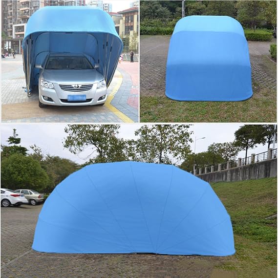 All Weather Proof Carport, Heavy Duty Carport, Portable Stainless Steel Garage, Retractable Folding Automatic Car Tent, for Car, Boat, Car Canopy with All-Season Tarp,Blue,manual