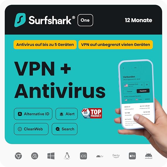 Surfshark One VPN Antivirus 12 Monate Digitaler Code