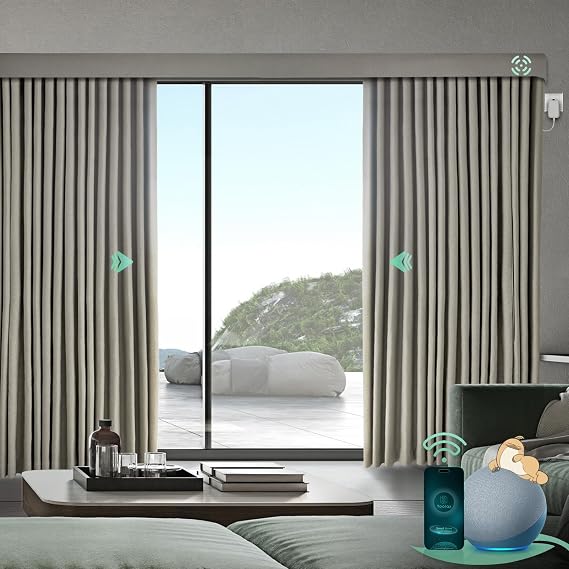 Yoolax Hardwired Smart Curtains System, Motorized Curtain Rod, Custom Size
