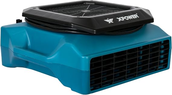 XPOWER PL-700A 1/3HP 1050 CFM Air Mover Sealed Motor Low Profile Carpet Dryer Air Blower Build-In GFCI Power Outlets & Hour Meter Dryer Floor Fan