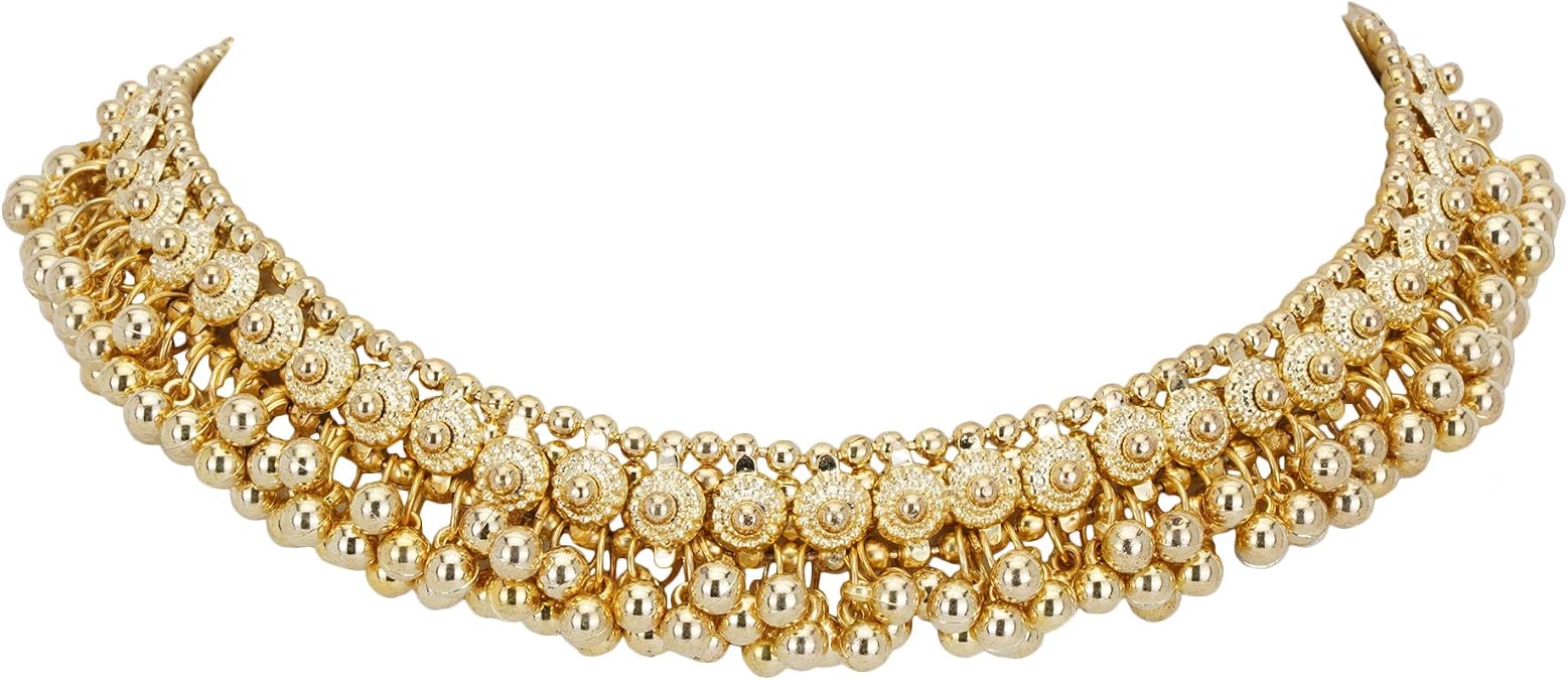 Jwellmart Vintage Bollywood Oxidized Silver Ghungroo Beaded Indian Necklace Choker Jewelry Jewellery for Women