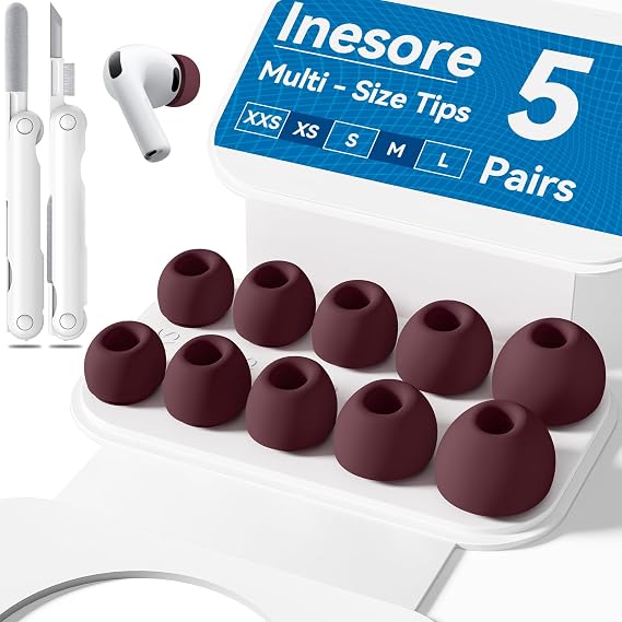 Inesore 5 Pairs Replacement Ear Tips for AirPods Pro 3 (2025)-Z-Red