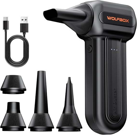 WOLFBOX MF60 Compressed Air Duster, 3-Speed Adjustable, Electric, Cordless