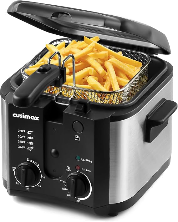 CUSIMAX Electric Deep Fryer with Basket for Home Use 2.5L Capacity