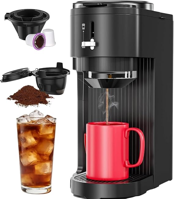 COWSAR Mini Single Serve Coffee Maker for K-CUP Pod & Ground Coffee | 6-14 Oz Adjustable Brew Sizes, 14 Oz Water Reservoir, Self-cleaning, for Home Office Travel and Dorm