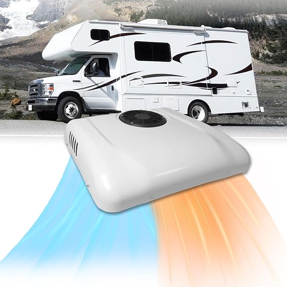 RV Rooftop Air Conditioner with Heat 24 Volt, 12000BTU Campervan DC Air Conditioner 24V, 24 Volt AC 2 in 1 for Van, RV, Camper, Golf Carts, Caravan, Boat, Trailer, Buses etc...