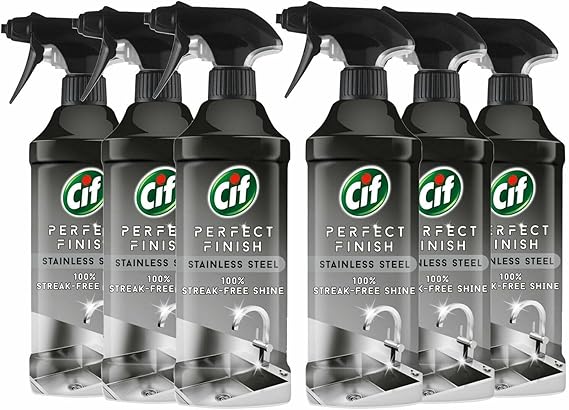 Cif Stainless Steel specialist Spray Scientifically designed to remove stubborn dirt for 100% streak-free shine on the stainless steel surfaces, Multi Buy 6 Pack