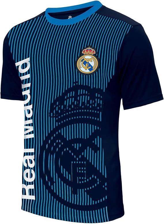 Icon Sports Compatible with Real Madrid Officially Licensed Poly Shirt Soccer T-Shirt -03 Medium Black