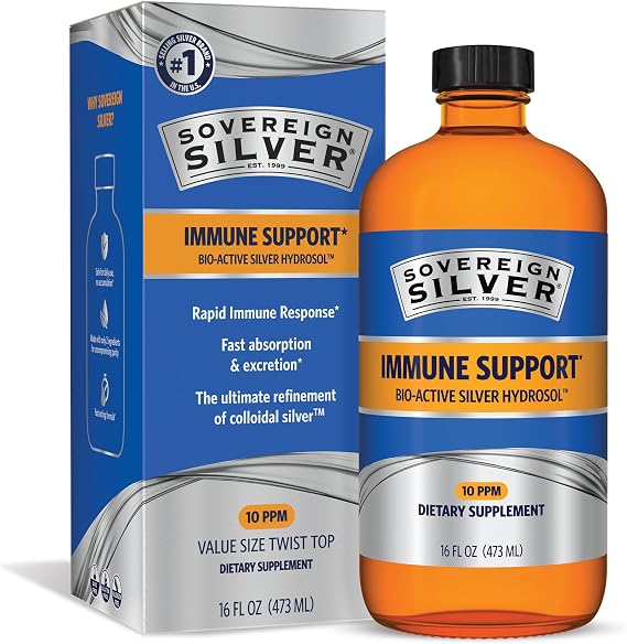 Sovereign Silver Immune Support, Colloidal Silver, 16 fl oz (473 mL)