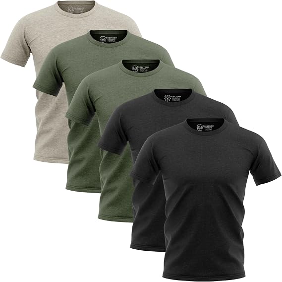 5 Pack Shirts for Men, Crew Neck T-Shirt Mens, US Cotton, Short Sleeve S - 3XL