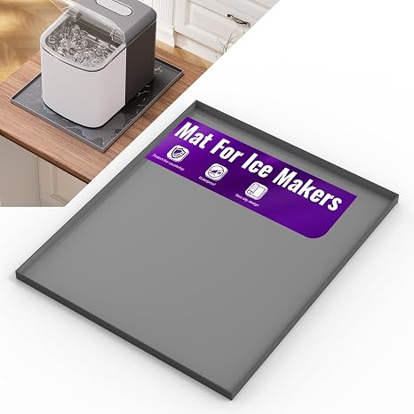 Mxclimate Ice Makers Countertop Mat,Portable Mini Counter Top Nugget Ice Maker Waterproof Non-Slip Silicone Mats for Kitchen Appliance (12 x10 in)